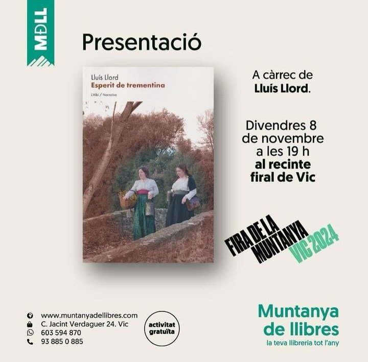 Presentació del llibre “Esperit de trementina” a Vic, dissabte 09-11-2023