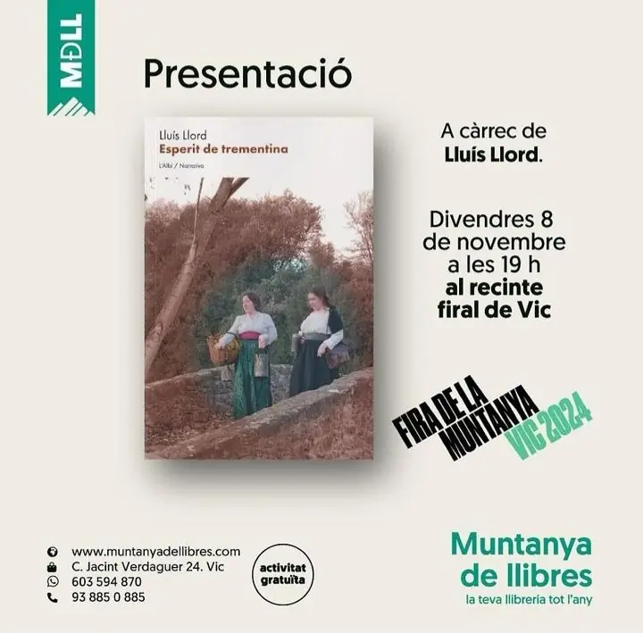 Presentació del llibre “Esperit de trementina” a Vic, dissabte 09-11-2023